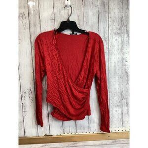 Country Club Chic Secret Charm Red Long Sleeve Women Wrap Top Size Medium